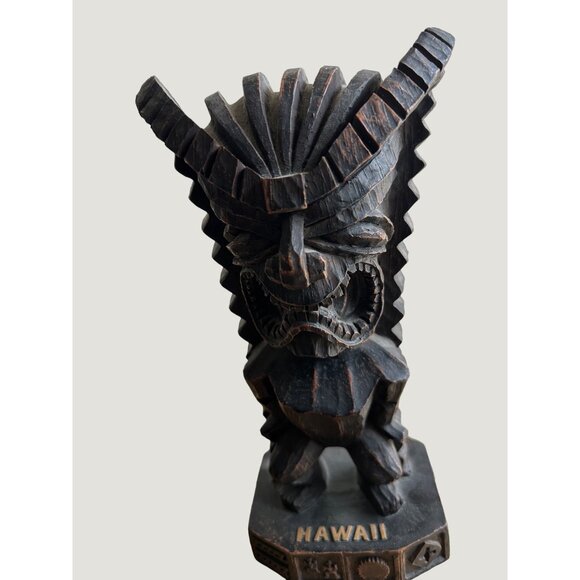 Unbranded Hawaiian Hula Dancer & Tiki God Figurine Set - Wood Look Resin Collect - Picture 2 of 10